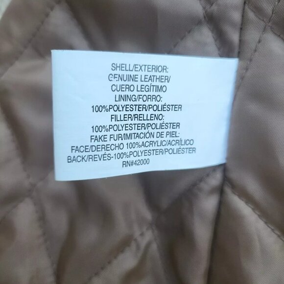 Route 66 Men's Dark Brown Leather Faux Fur Jacket Coat XL - Picture 6 of 6